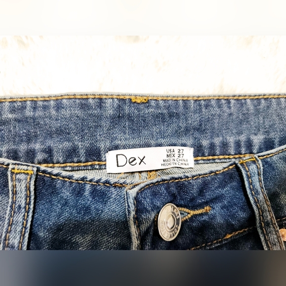 Dex Ripped Blue Fadewash Straight Leg Jeans. Womans Size 27. - Picture 7 of 16